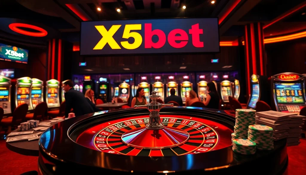 Excited players at the X5bet roulette table with vibrant chips and thrilling atmosphere.